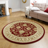 Kendra 45M Red and Gold Traditional Round Rug - Pendle Village Furniture